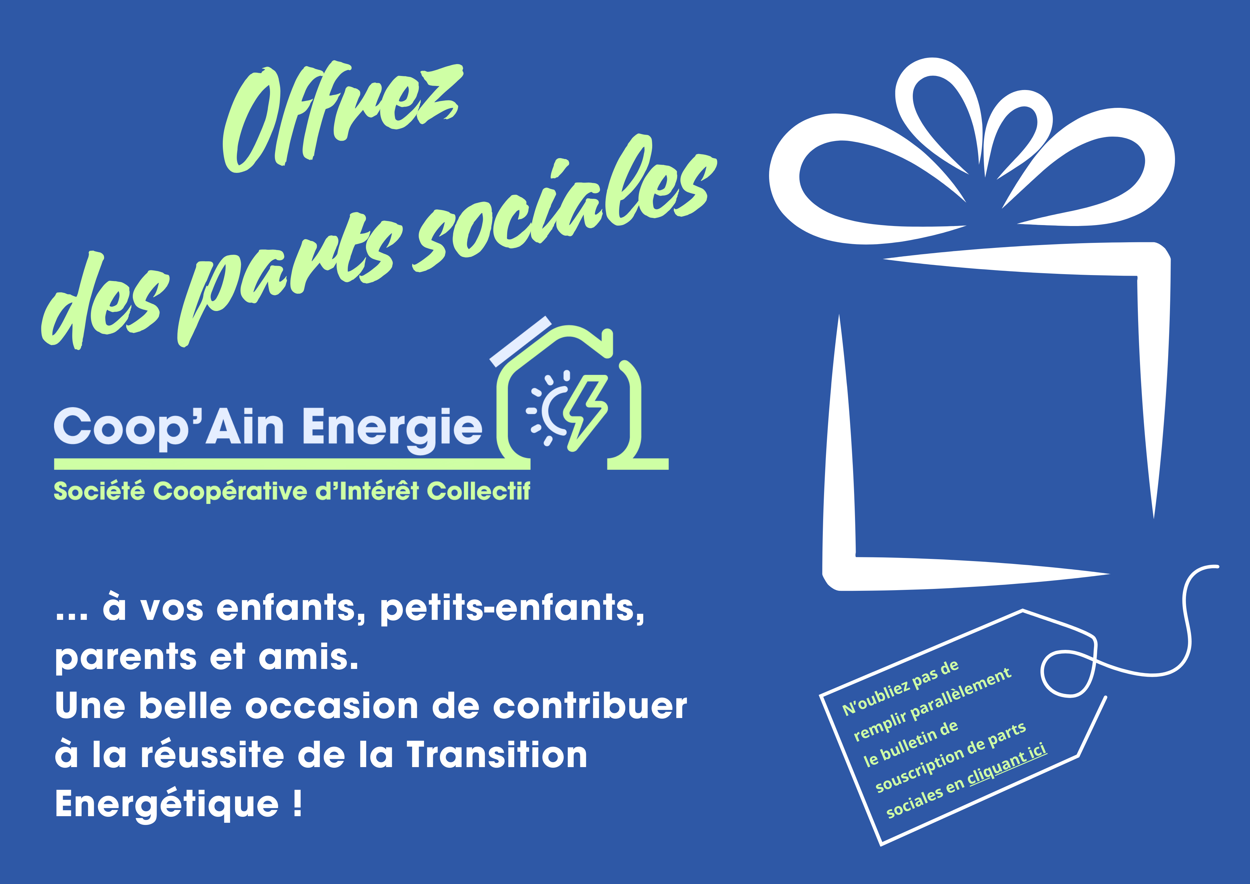 Offrez des parts sociales de Coop'Ain Energie